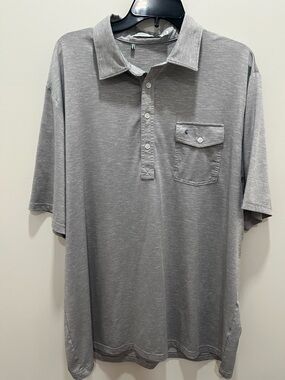 Criquet Men’s performance Gray Short-Sleeve Pocket Polo Shirt size 2X